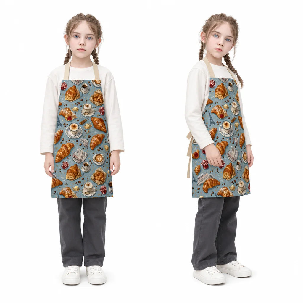 French Croissant Coffee All-Over Print Apron - worn by model
