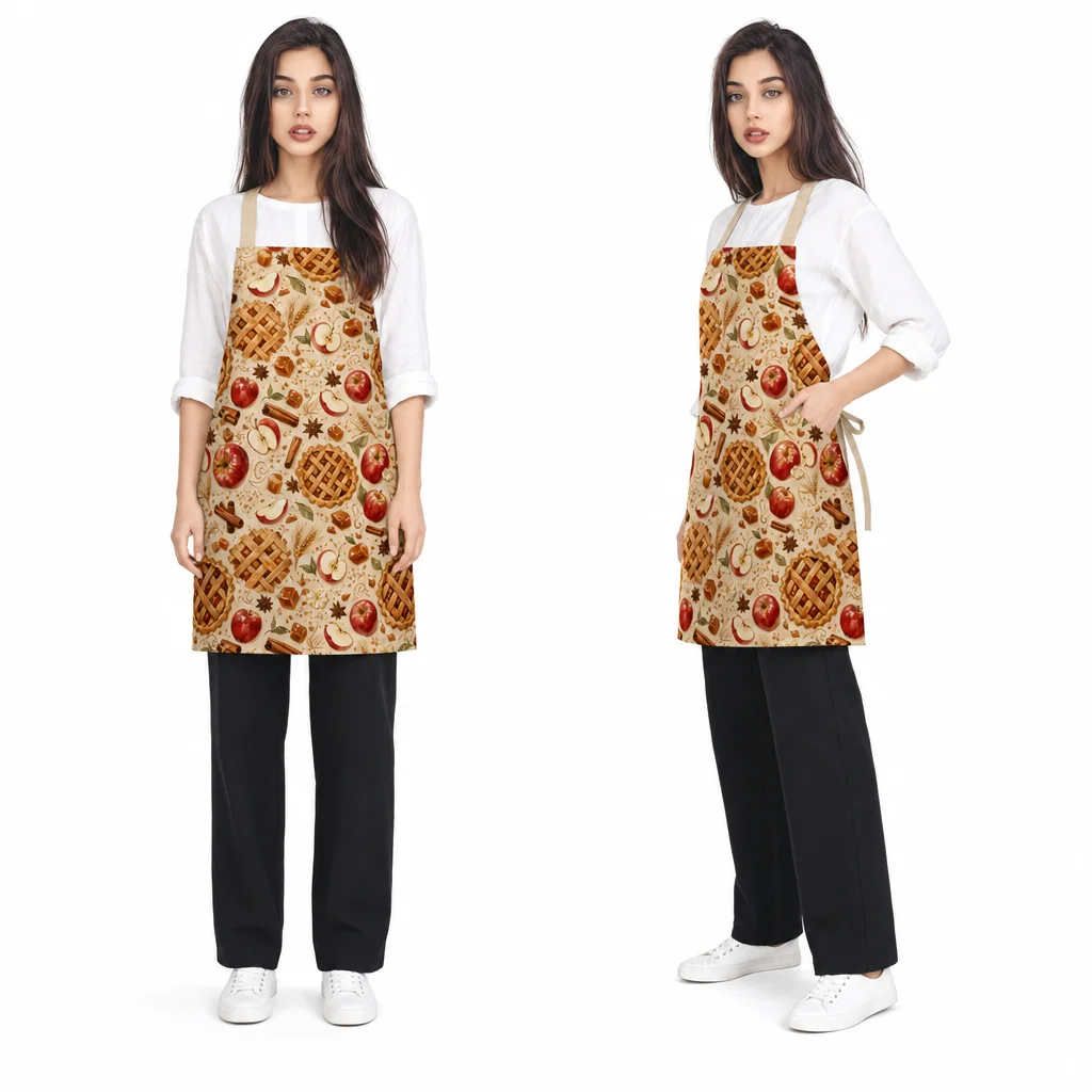Apple Cinnamon Pie Crust All-Over Print Apron - worn by model