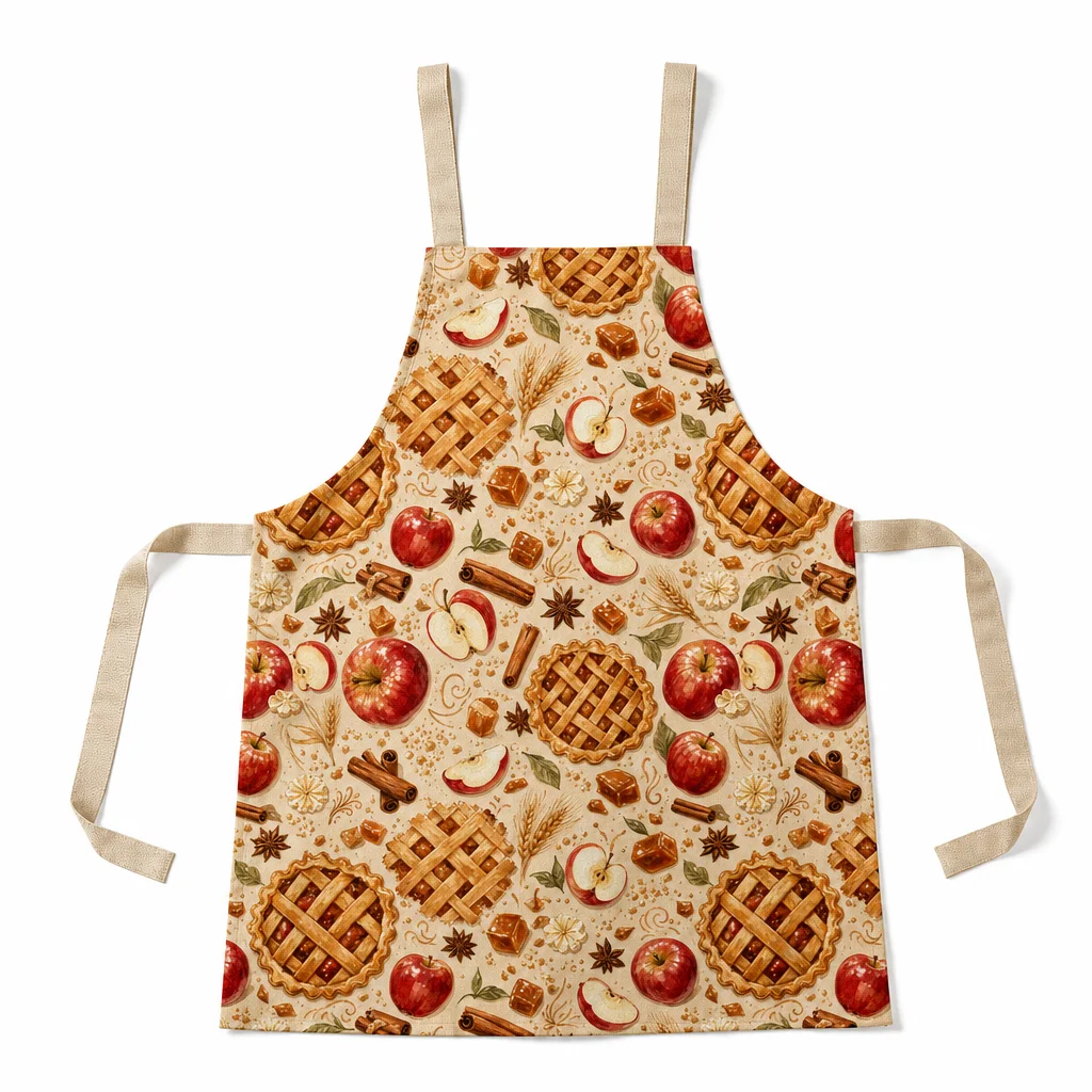Apple Cinnamon Pie Crust All-Over Print Apron - flat lay