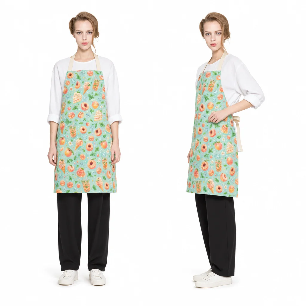 Peach Mint Dessert Party All-Over Print Apron - worn by model