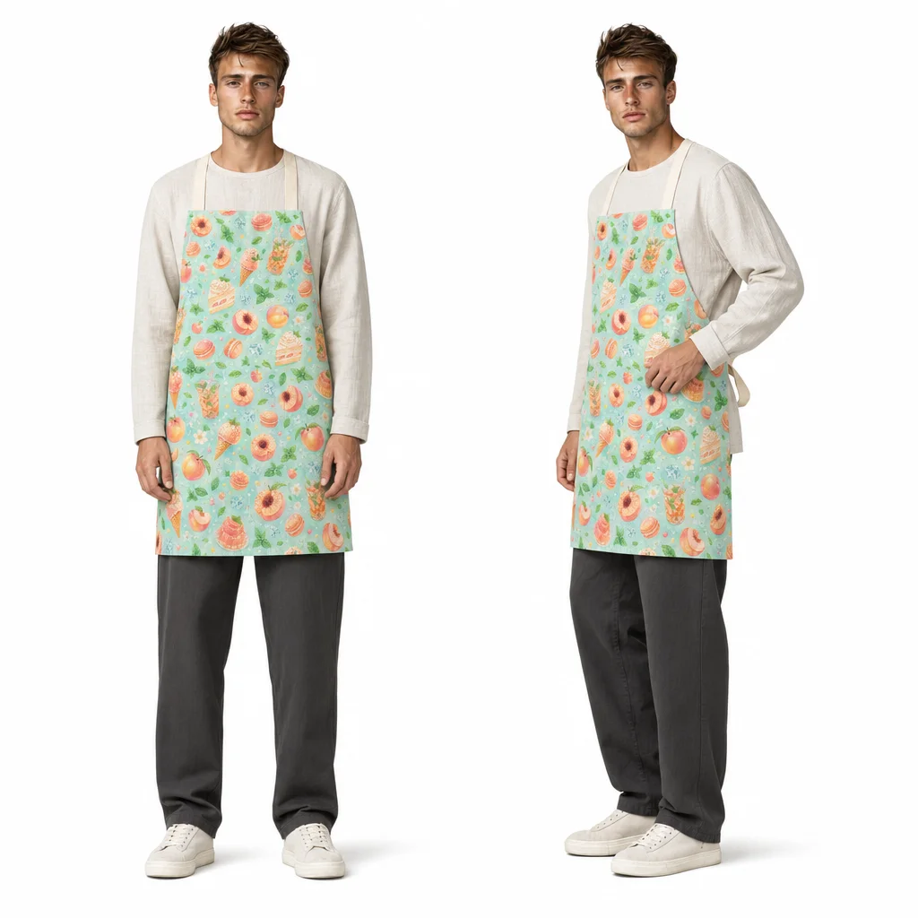 Peach Mint Dessert Party All-Over Print Apron - worn by model