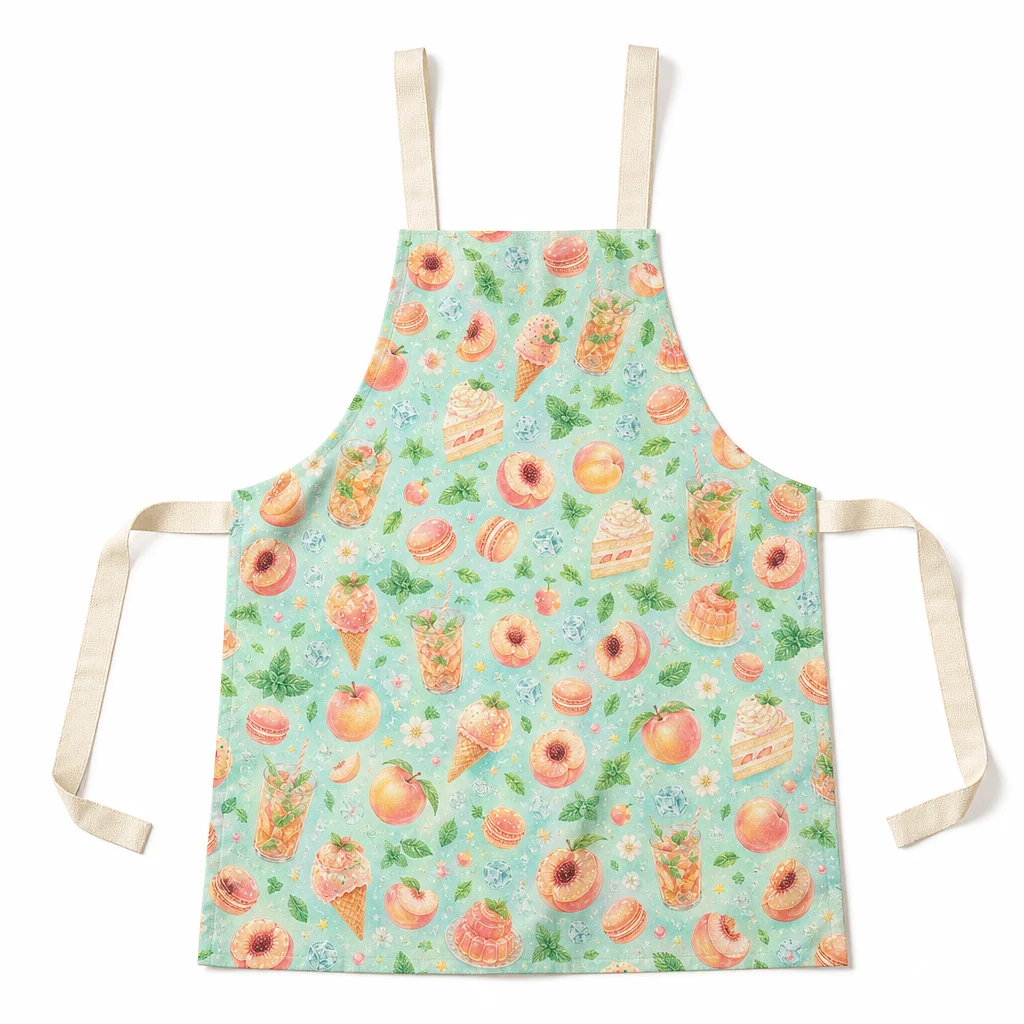 Peach Mint Dessert Party All-Over Print Apron - flat lay