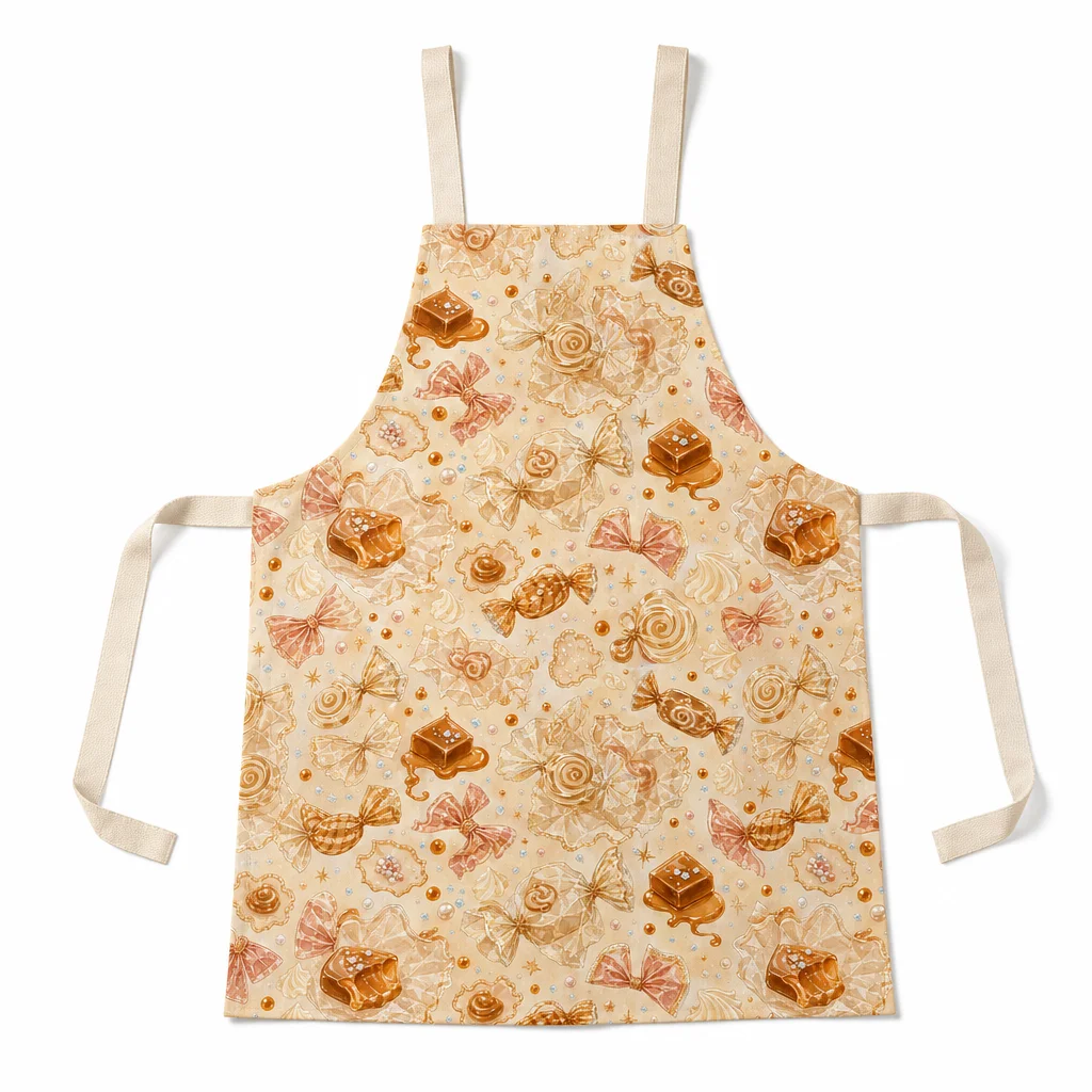 Sea Salt Caramel Candy Wrap All-Over Print Apron - flat lay