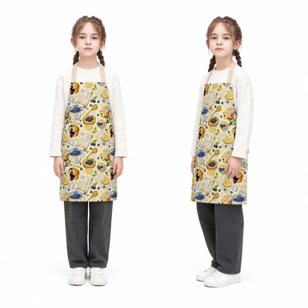 Blueberry Lemon Baking Notes All-Over Print Apron - worn by model