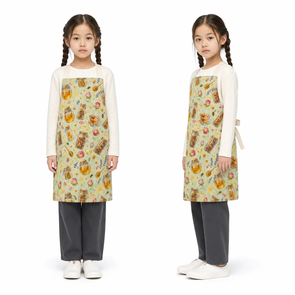 Honey Floral Tea Jars All-Over Print Apron - worn by model