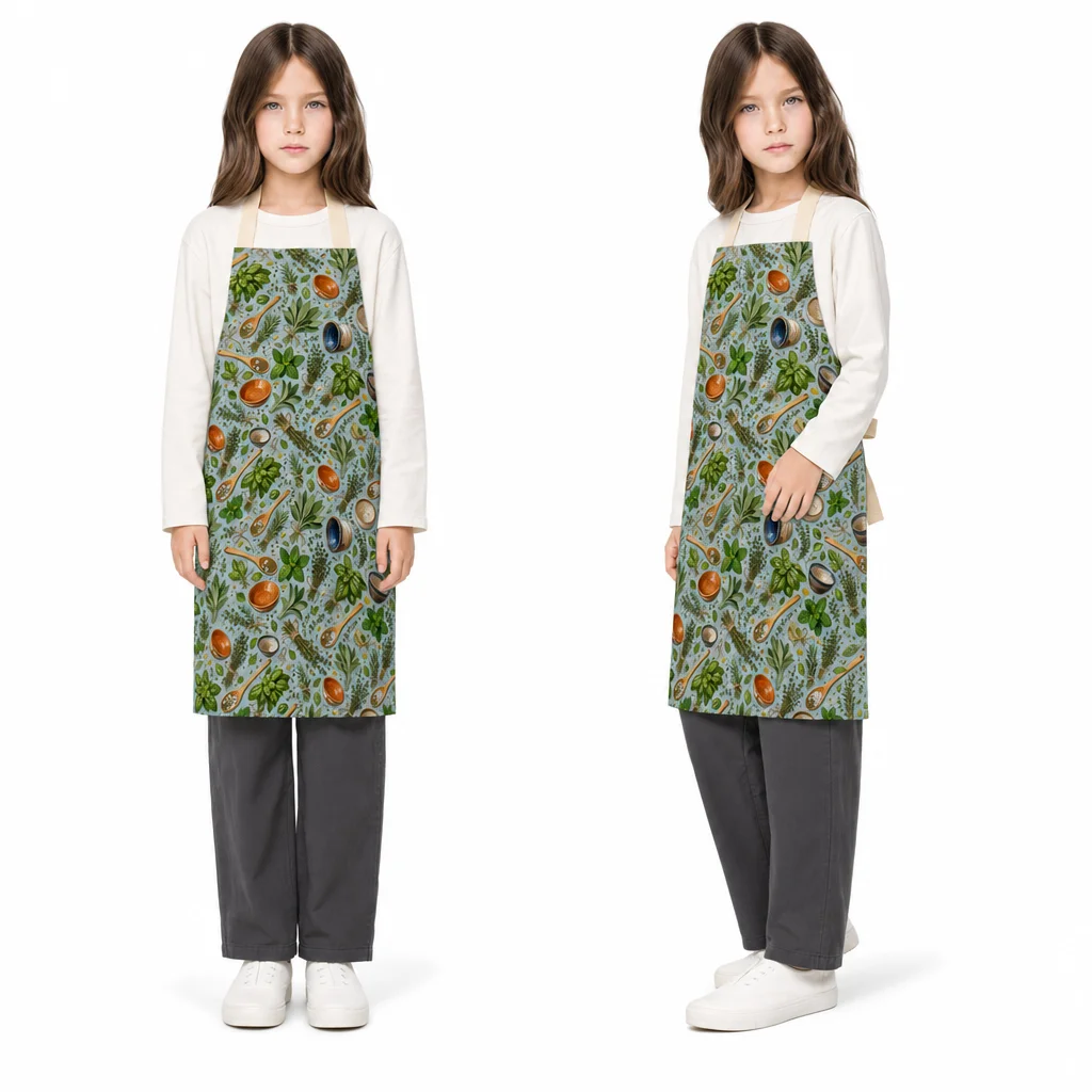 Herb Kitchen Still Life All-Over Print Apron - worn by model