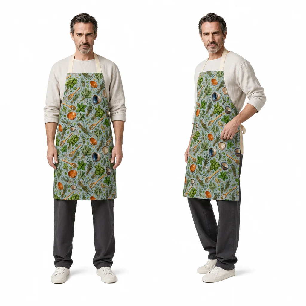 Herb Kitchen Still Life All-Over Print Apron - worn by model