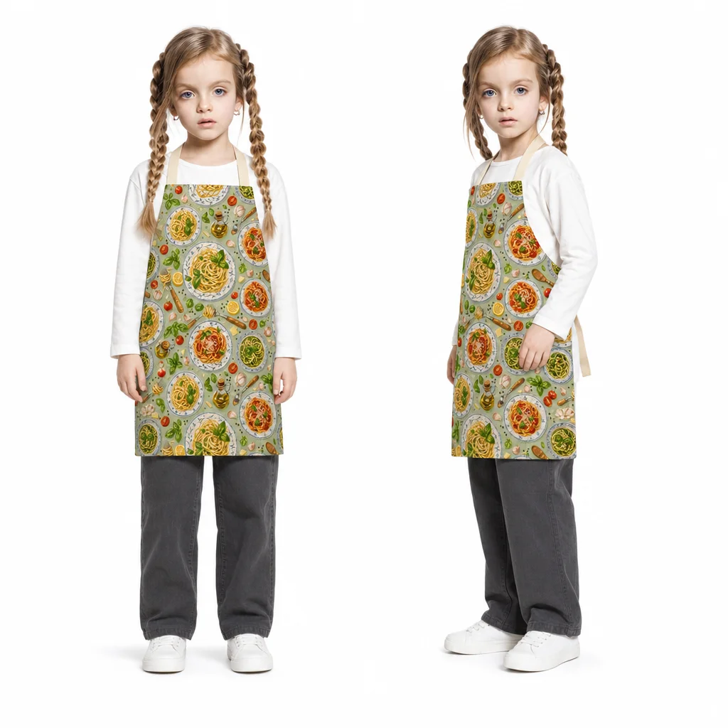 Italian Basil Pasta Feast All-Over Print Apron - worn by model
