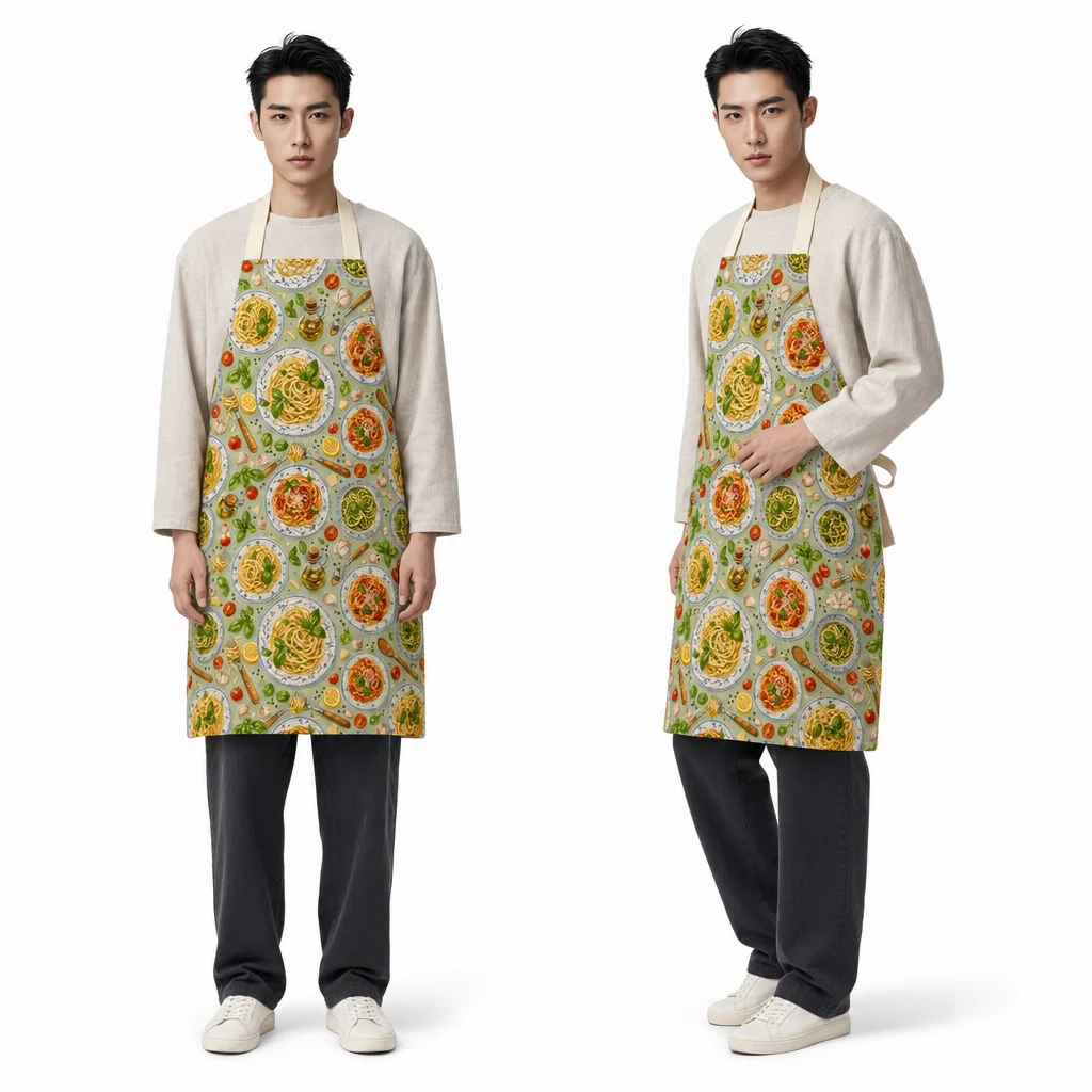 Italian Basil Pasta Feast All-Over Print Apron - worn by model