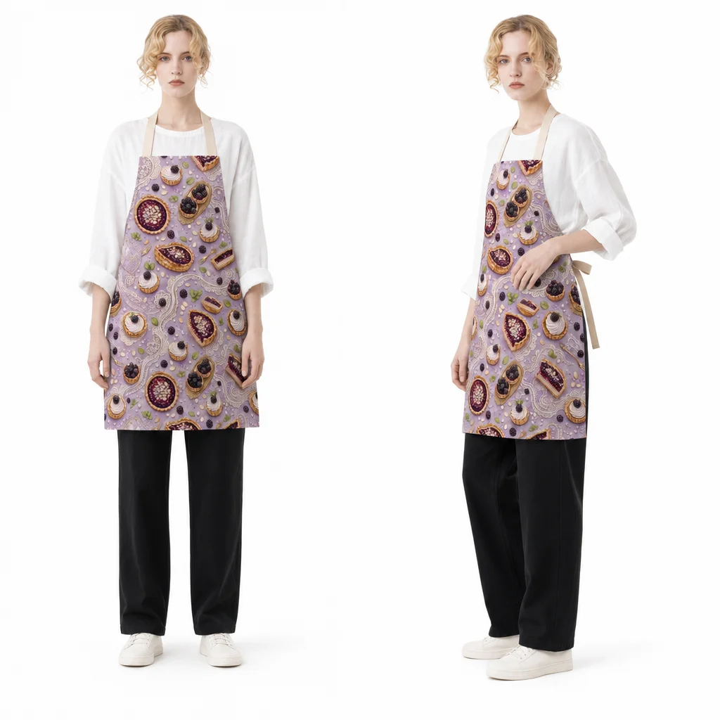 Blackberry Tart Garden All-Over Print Apron - worn by model