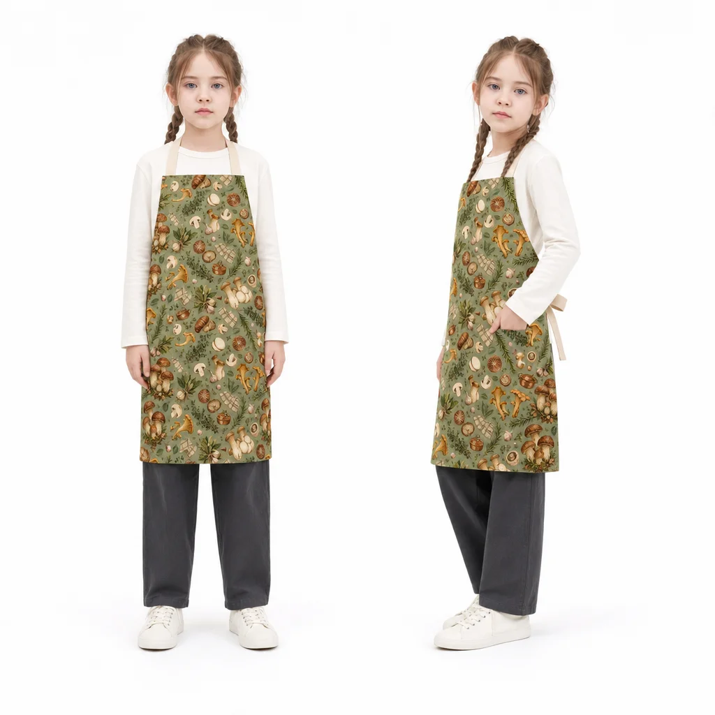 French Herb Mushroom All-Over Print Apron - worn by model