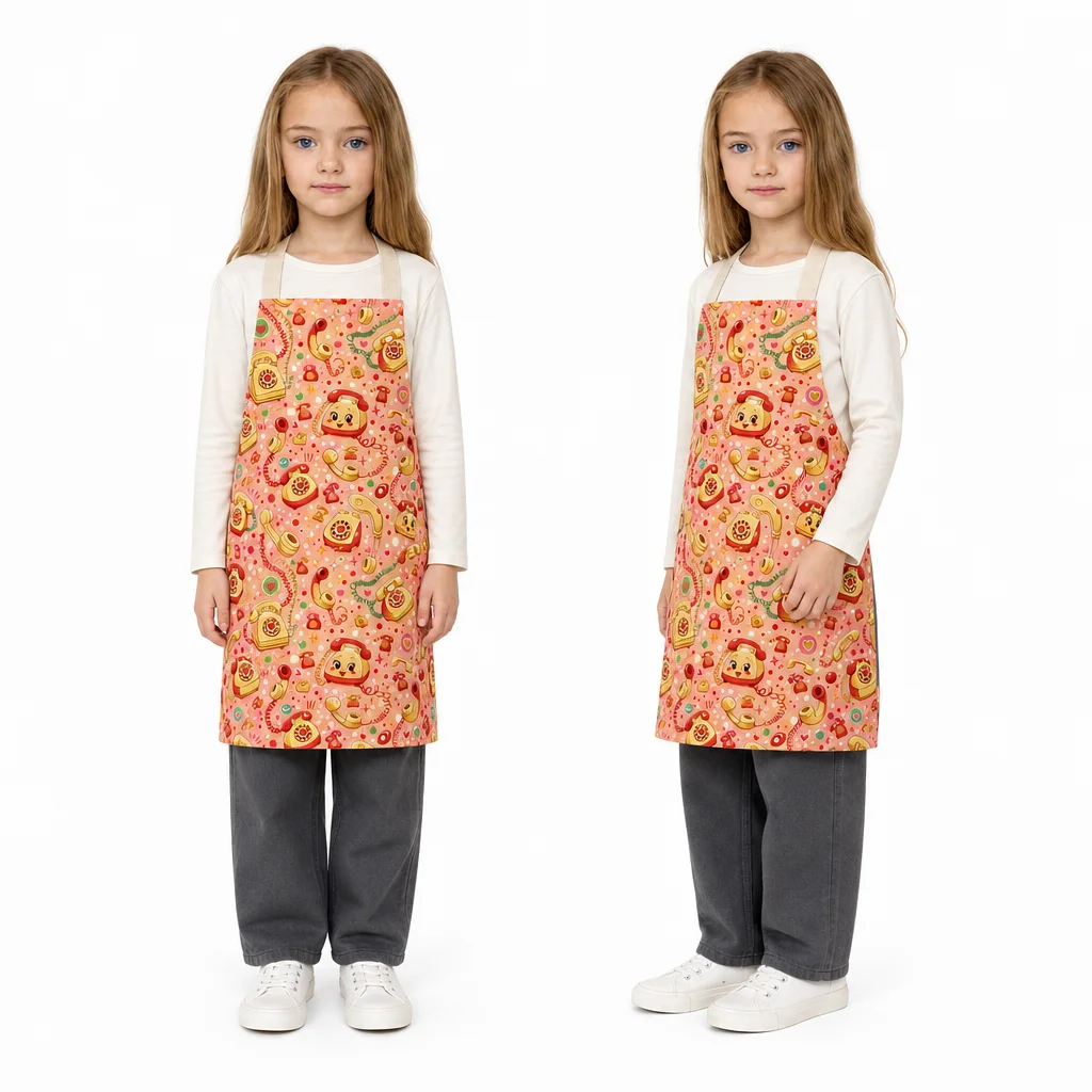 Retro Cream Telephone Party All-Over Print Apron - worn by model