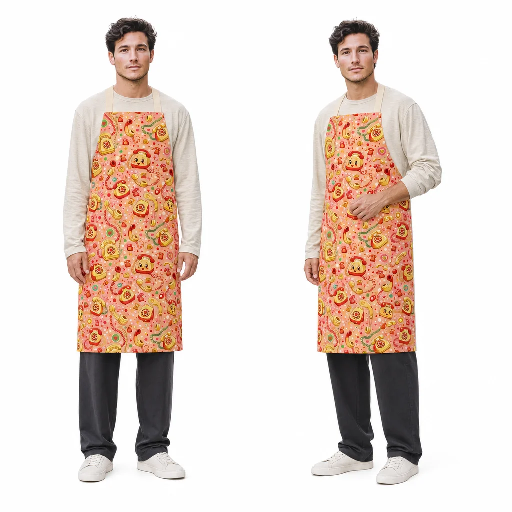 Retro Cream Telephone Party All-Over Print Apron - worn by model