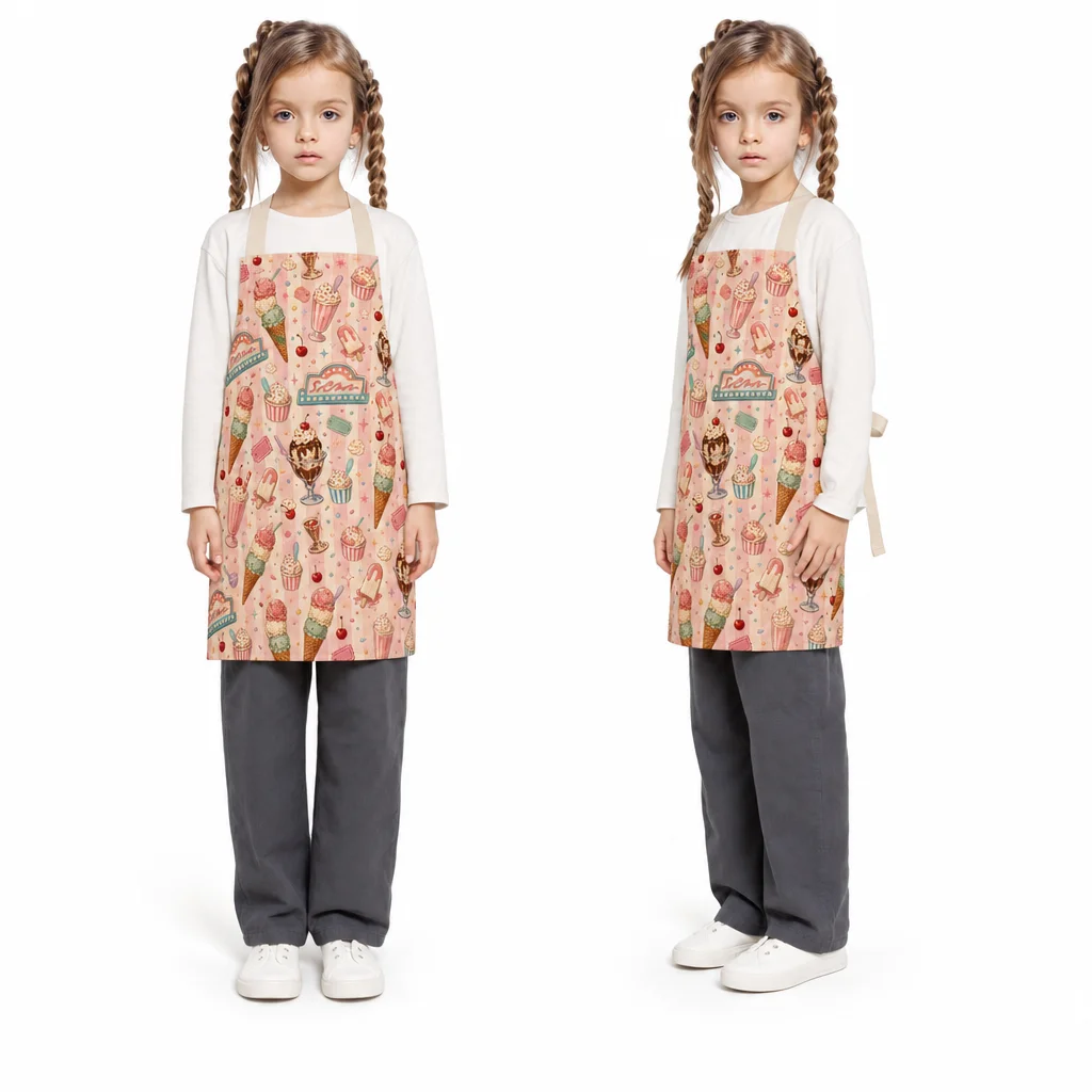 Retro Ice Cream Parlor All-Over Print Apron - worn by model