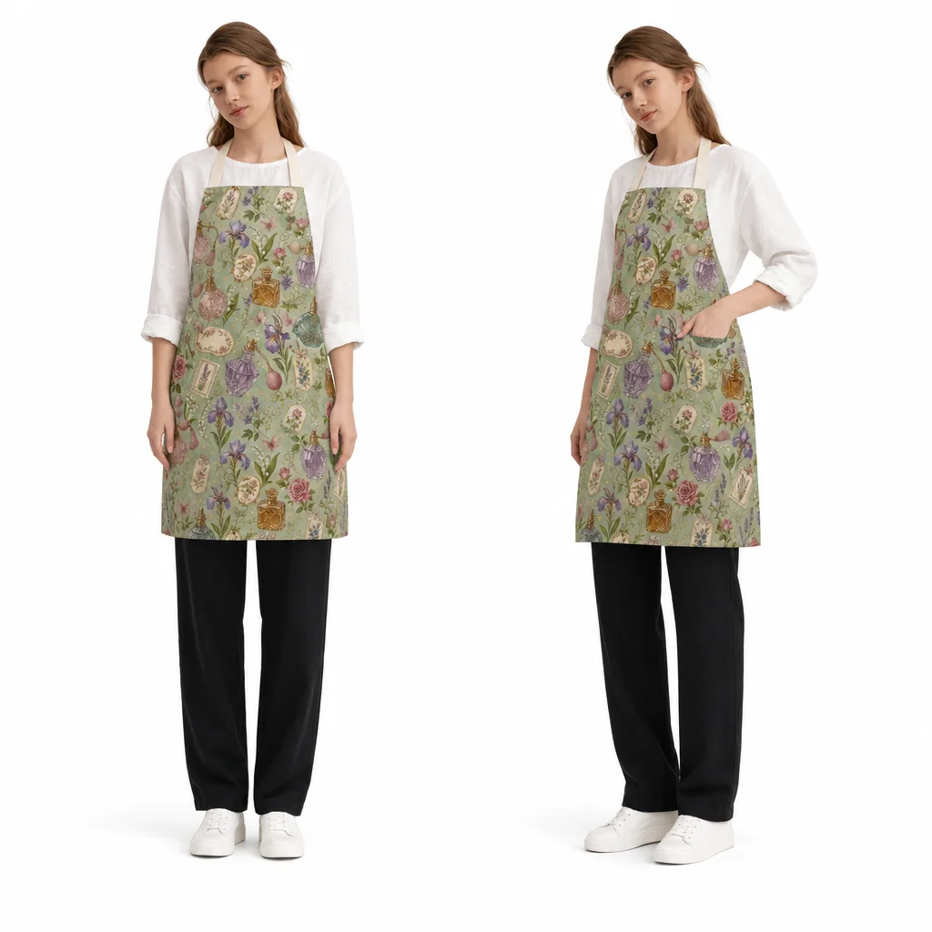 Vintage Perfume Garden All-Over Print Apron - worn by model