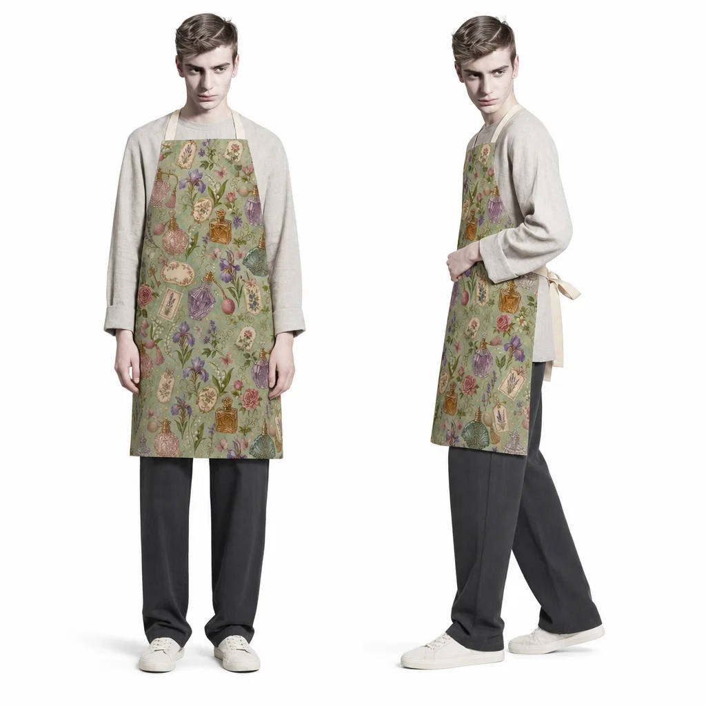 Vintage Perfume Garden All-Over Print Apron - worn by model