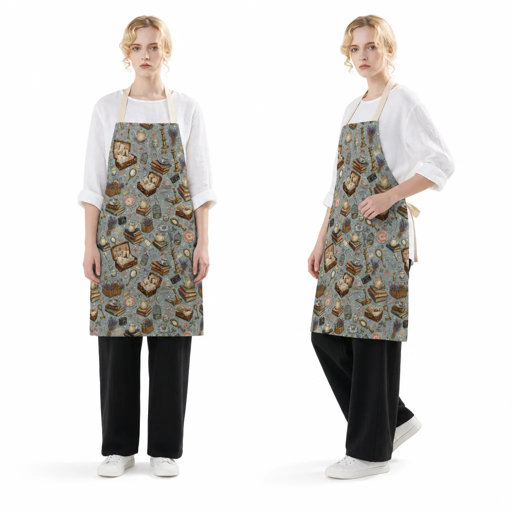 French Flea Market All-Over Print Apron - worn by model