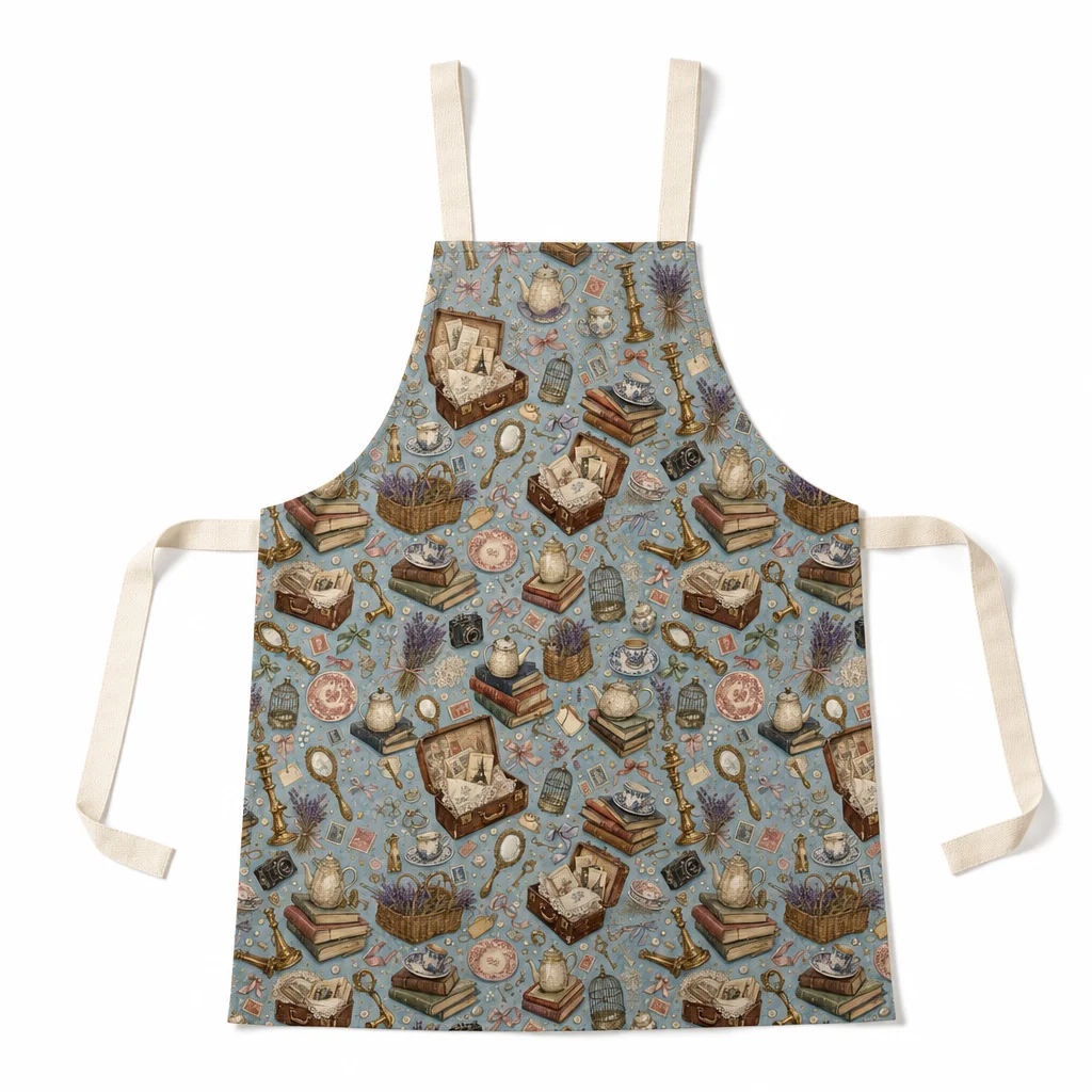 French Flea Market All-Over Print Apron - flat lay