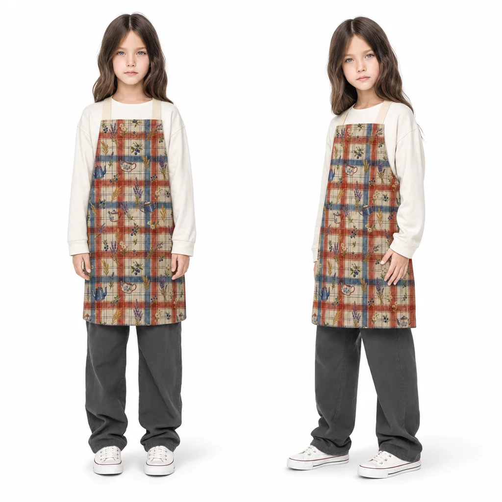 French Country Plaid All-Over Print Apron - worn by model