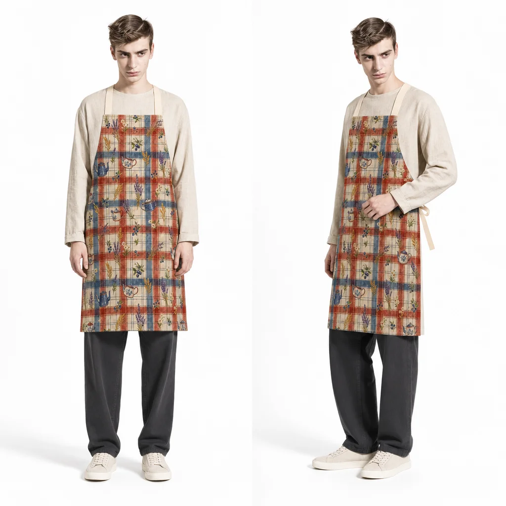 French Country Plaid All-Over Print Apron - worn by model