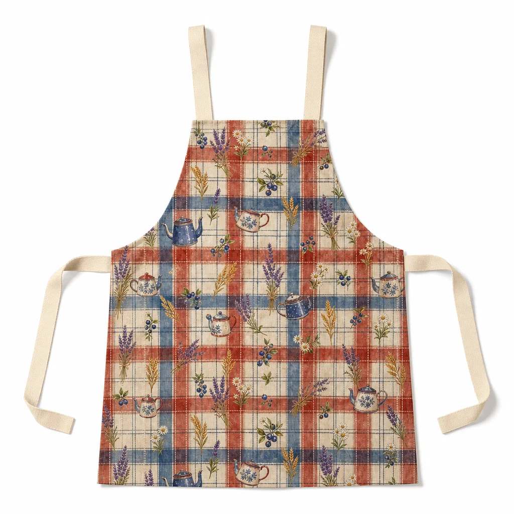 French Country Plaid All-Over Print Apron - flat lay