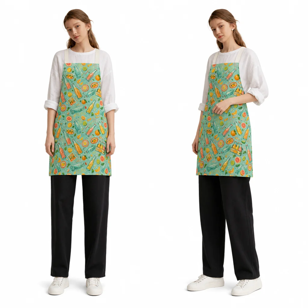 Retro Citrus Soda Shop All-Over Print Apron - worn by model