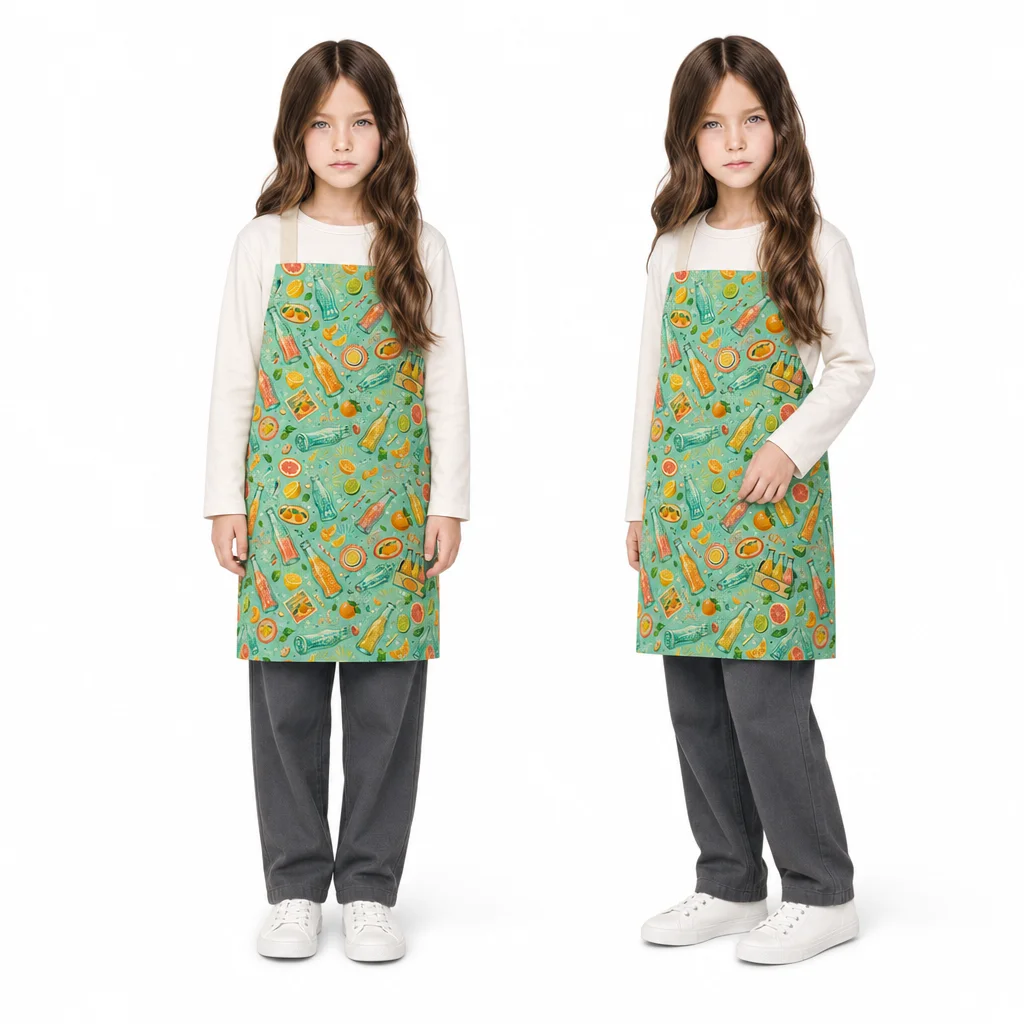 Retro Citrus Soda Shop All-Over Print Apron - worn by model