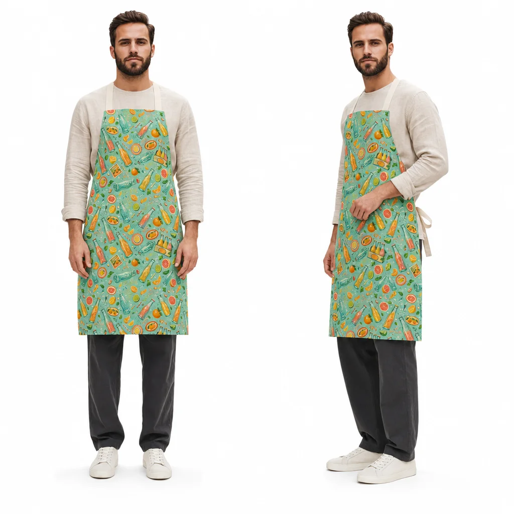 Retro Citrus Soda Shop All-Over Print Apron - worn by model