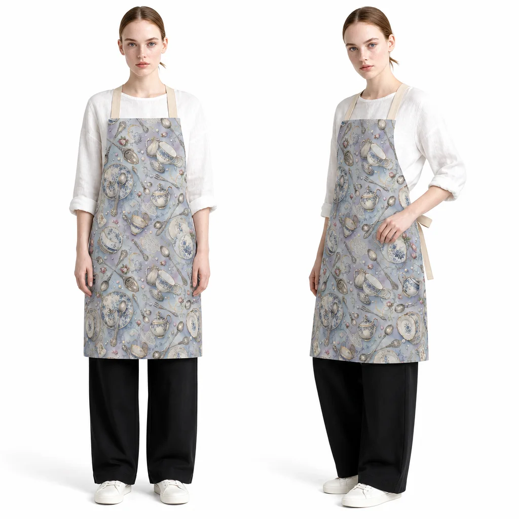 Vintage Tea Silverware All-Over Print Apron - worn by model