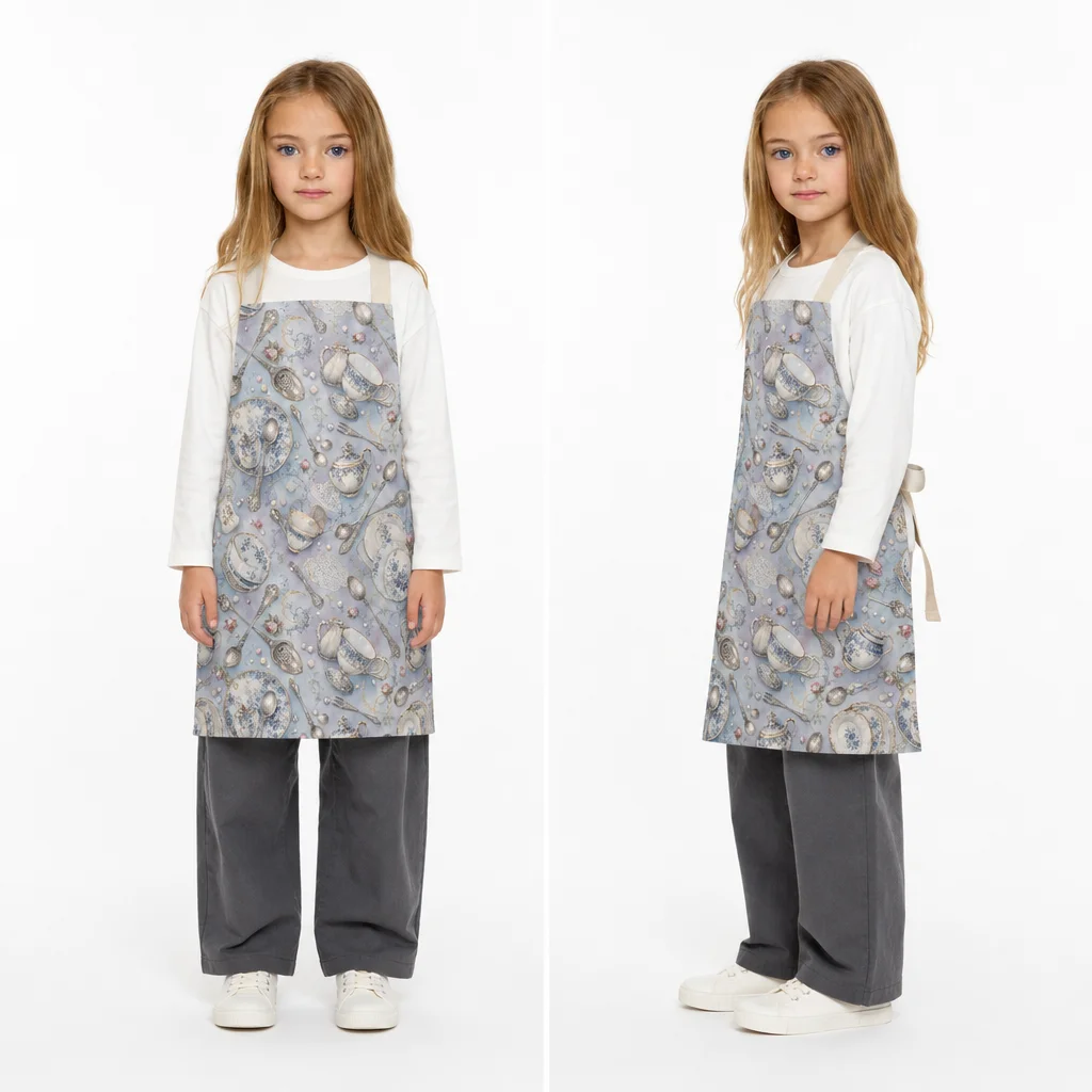 Vintage Tea Silverware All-Over Print Apron - worn by model