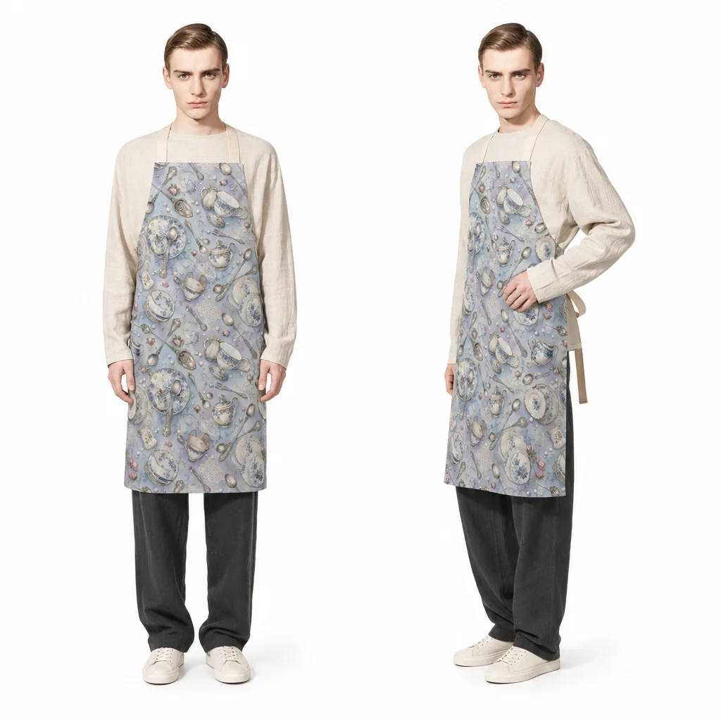 Vintage Tea Silverware All-Over Print Apron - worn by model