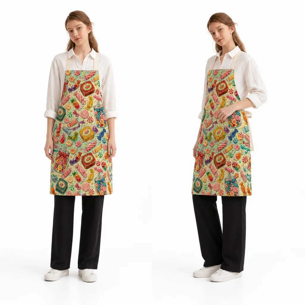 Retro Candy Shop All-Over Print Apron - worn by model