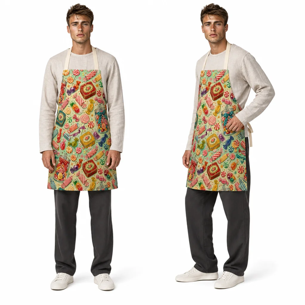 Retro Candy Shop All-Over Print Apron - worn by model