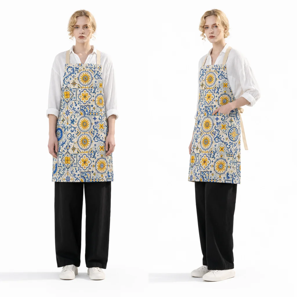 Vintage Kitchen Tile All-Over Print Apron - worn by model