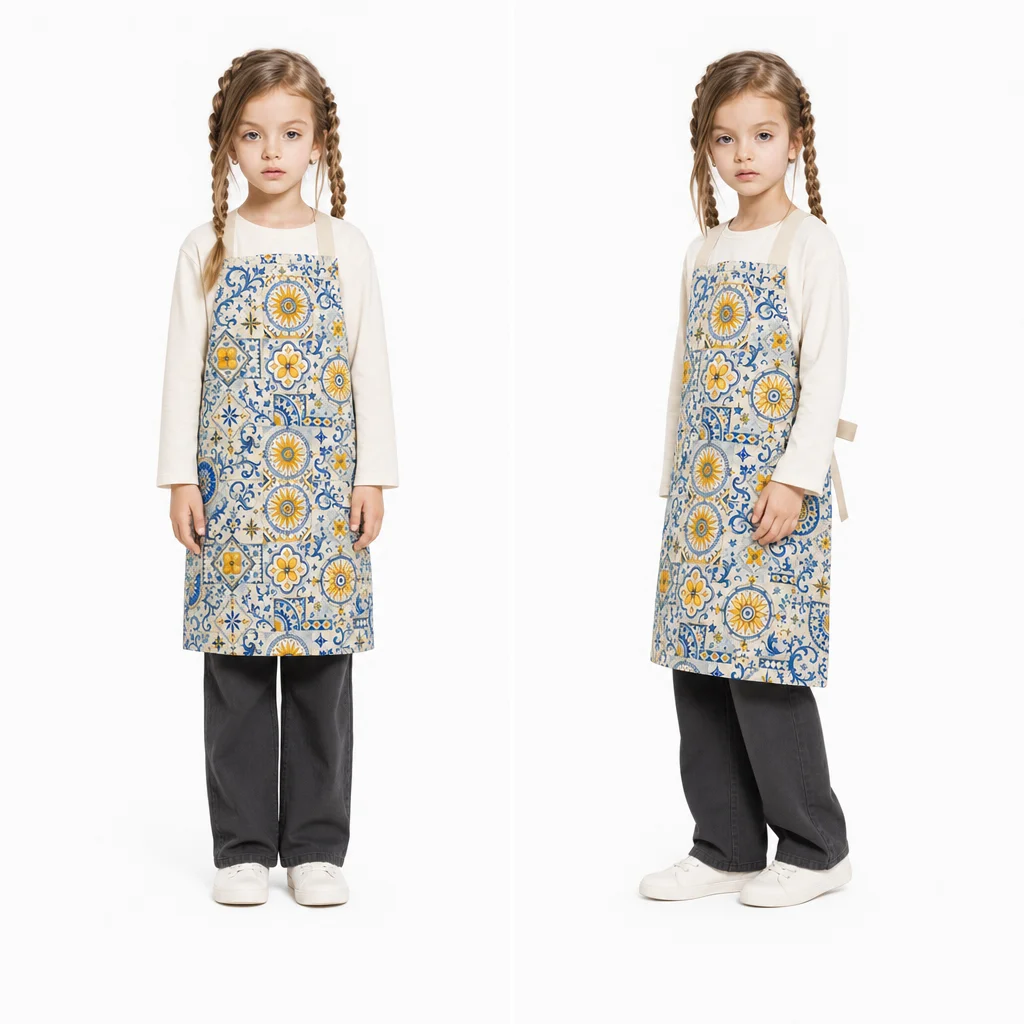 Vintage Kitchen Tile All-Over Print Apron - worn by model