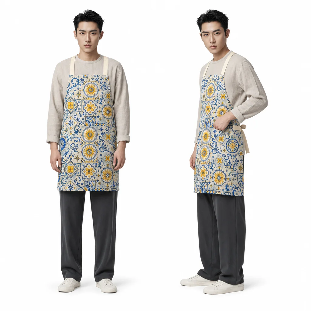 Vintage Kitchen Tile All-Over Print Apron - worn by model