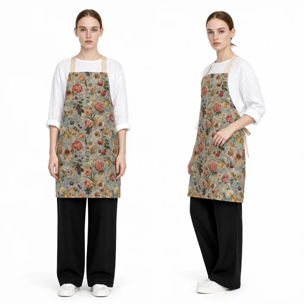 Vintage Botanical Collage All-Over Print Apron - worn by model