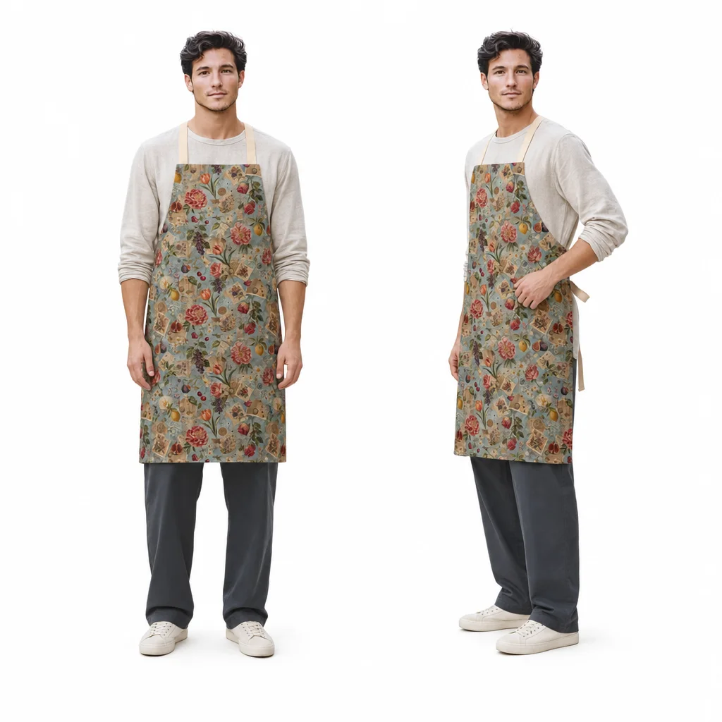 Vintage Botanical Collage All-Over Print Apron - worn by model