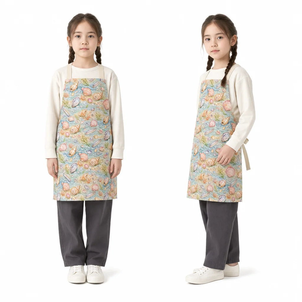 Seashell Tidewalk All-Over Print Apron - worn by model