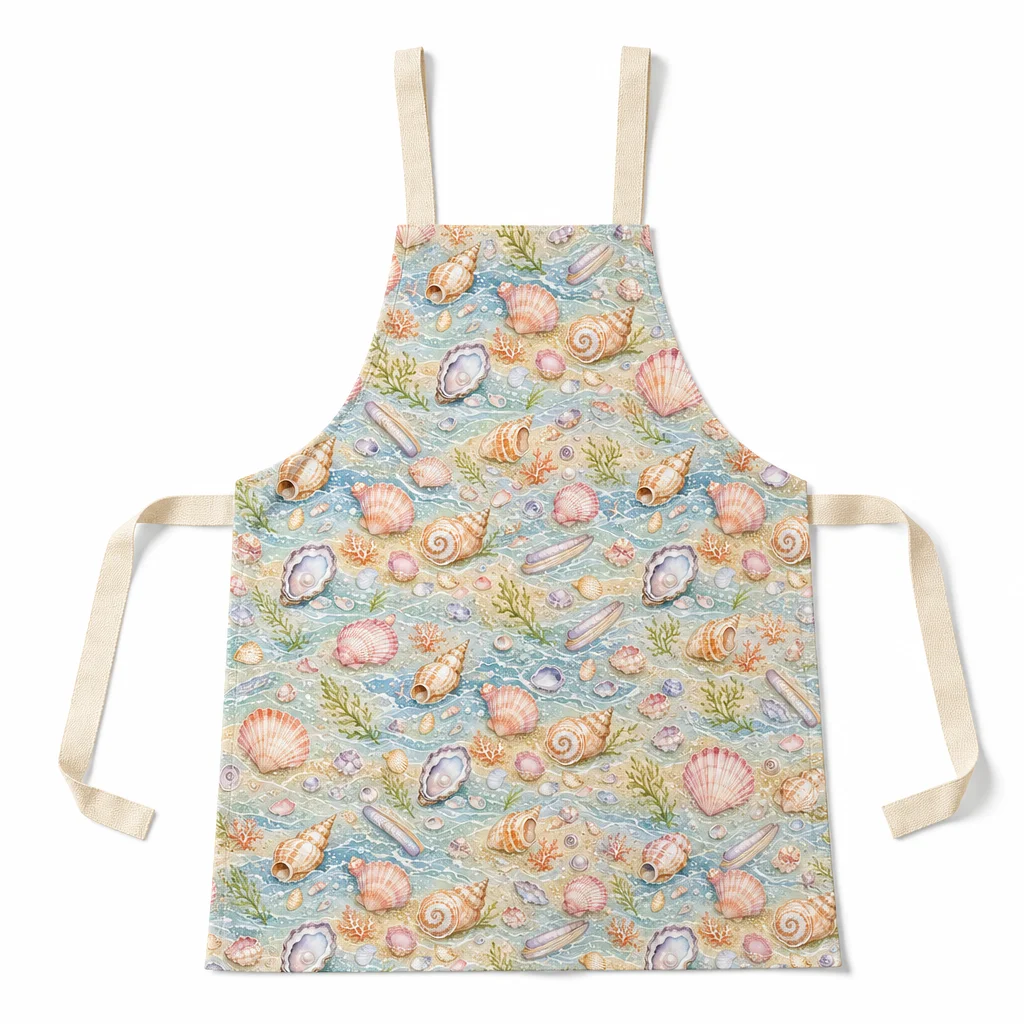 Seashell Tidewalk All-Over Print Apron - flat lay