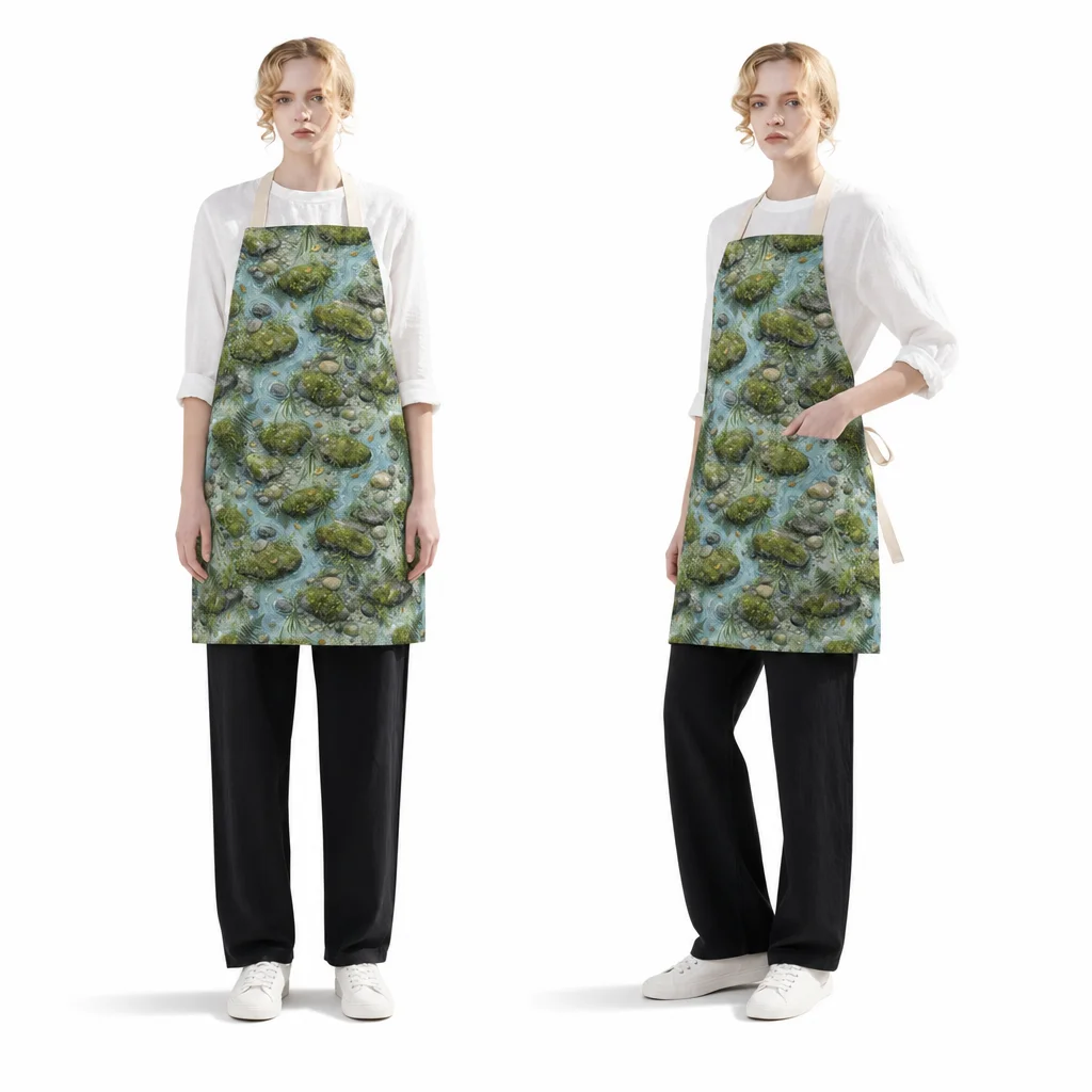 Forest Stream Moss Stones All-Over Print Apron - worn by model
