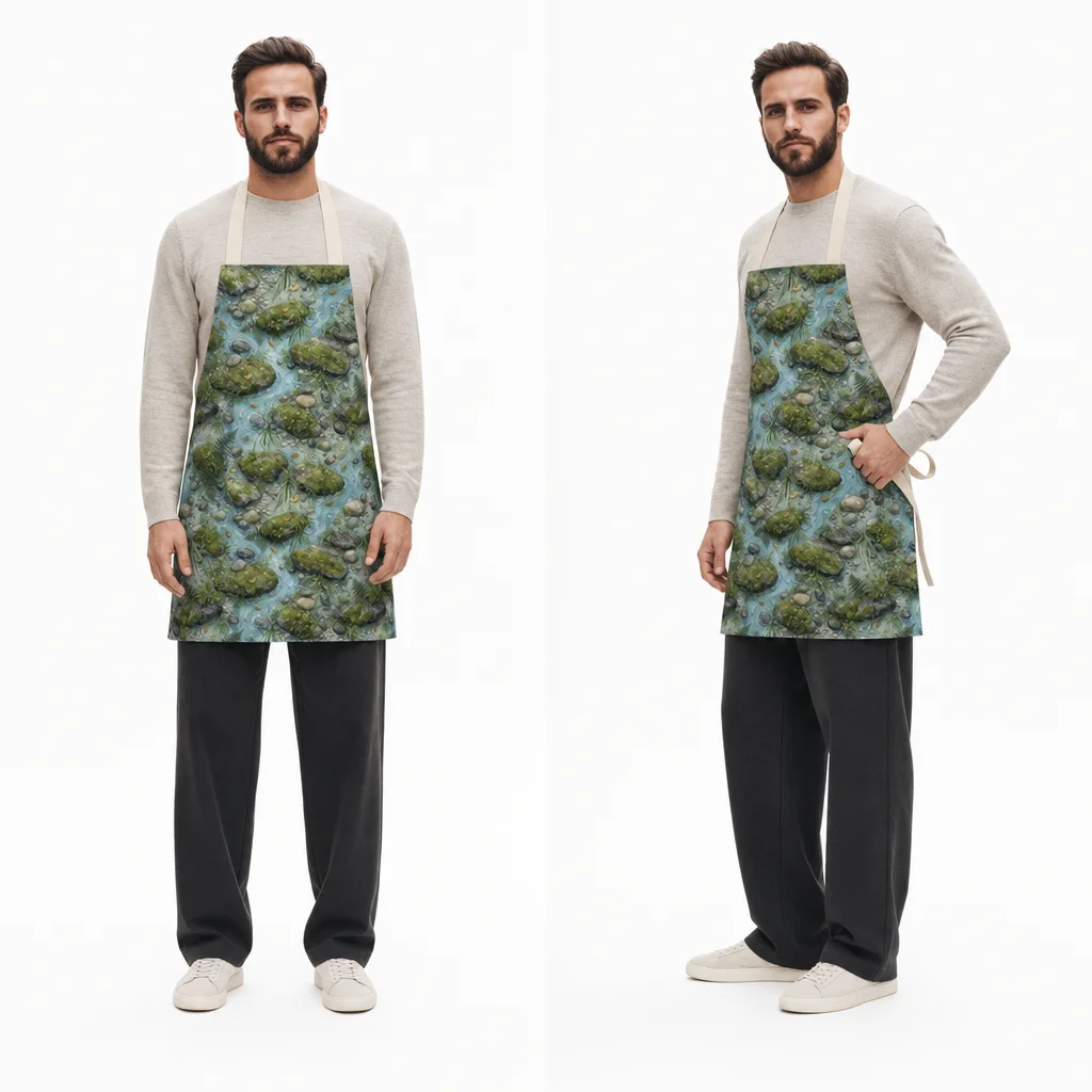 Forest Stream Moss Stones All-Over Print Apron - worn by model