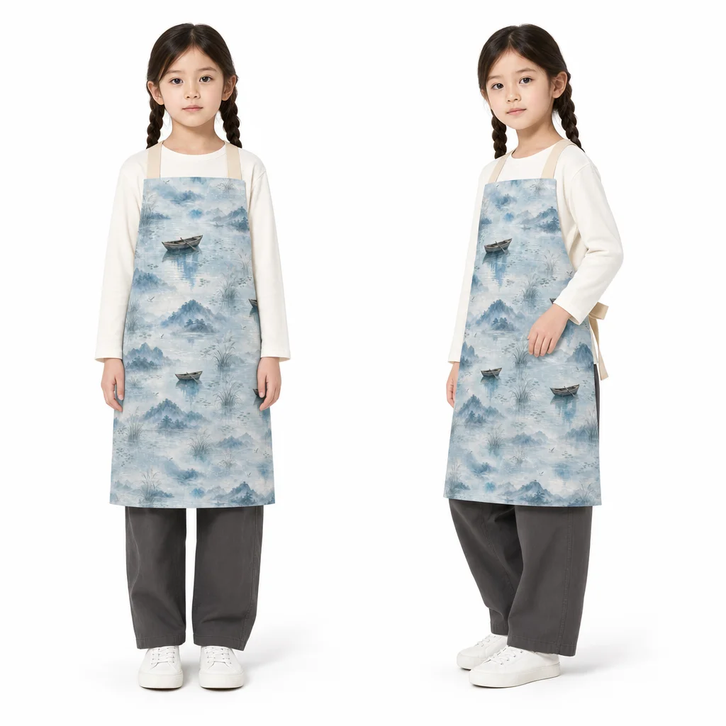 Mist-Lake Boat Reflection All-Over Print Apron - worn by model