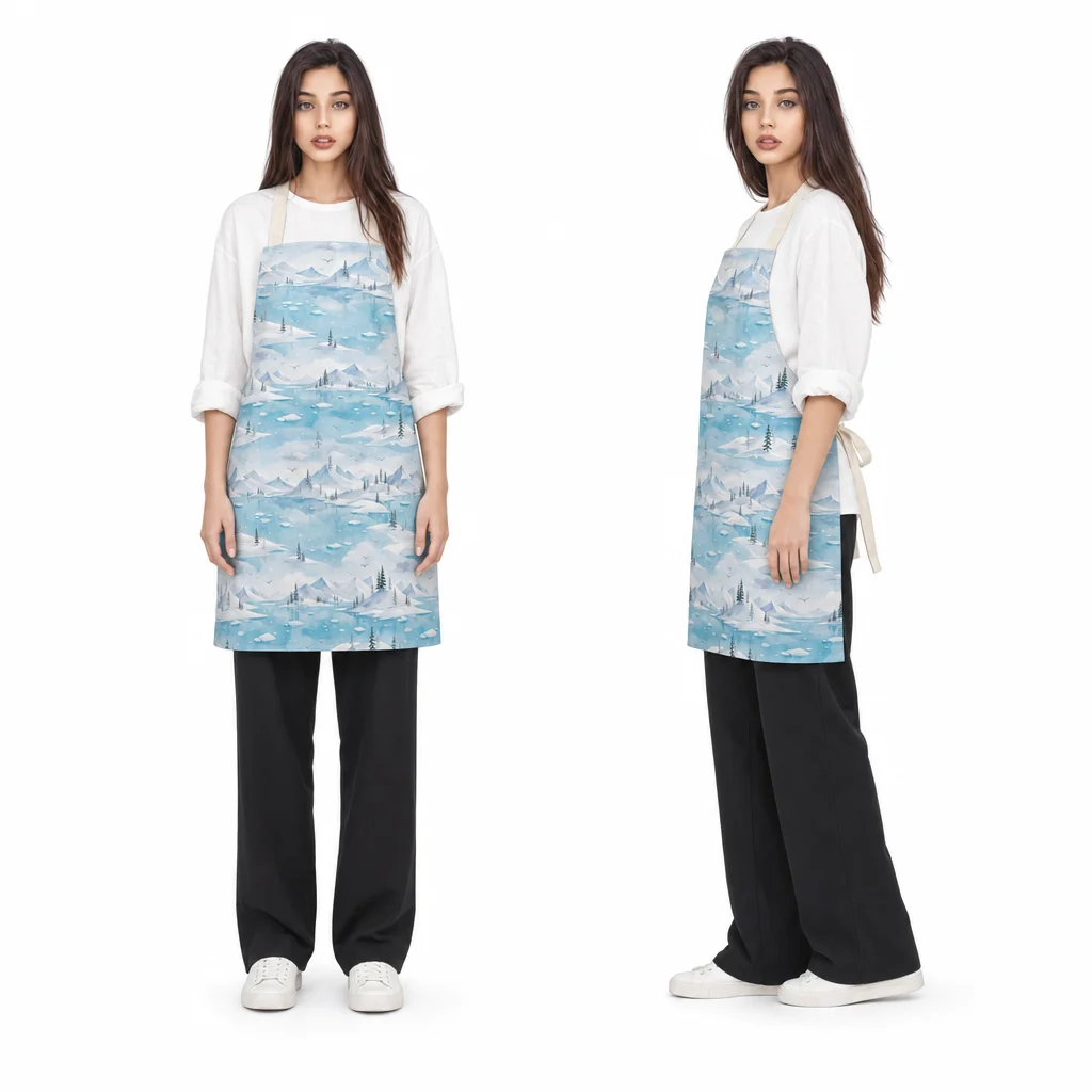 Glacier Blue Lake All-Over Print Apron - worn by model