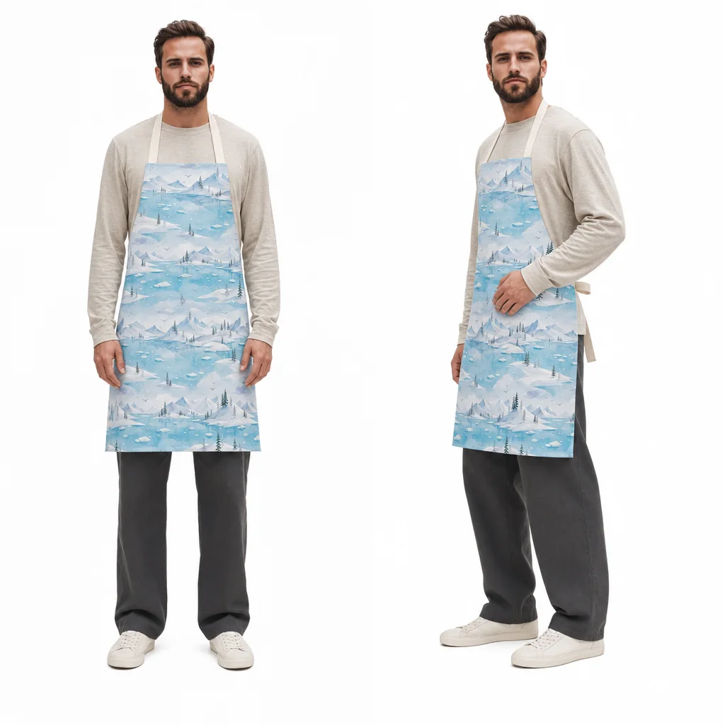 Glacier Blue Lake All-Over Print Apron - worn by model