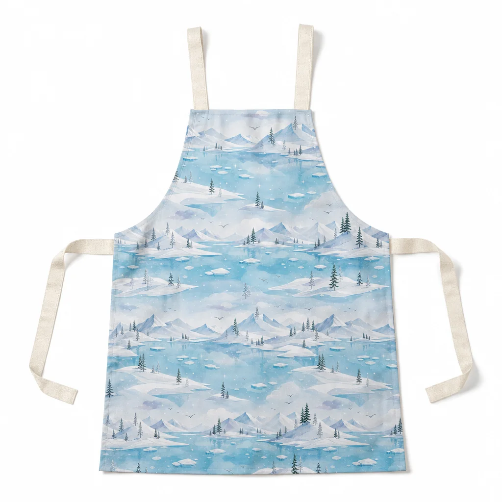 Glacier Blue Lake All-Over Print Apron - flat lay
