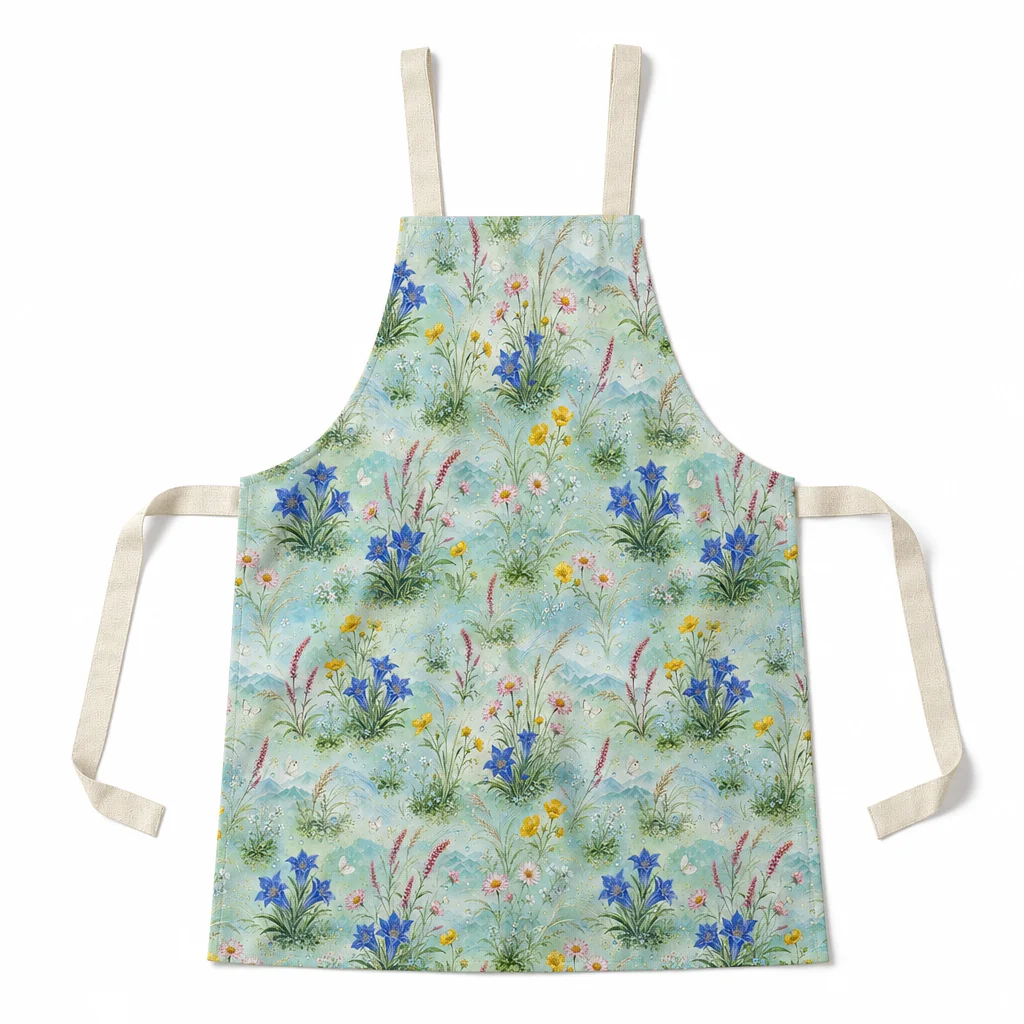 Alpine Wildflower Meadow All-Over Print Apron - flat lay
