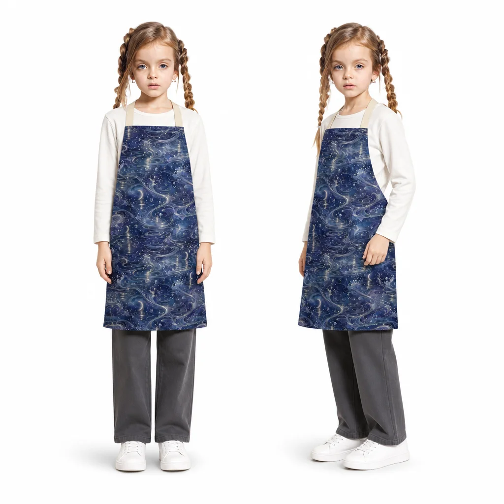 Moonlit Silver Tide All-Over Print Apron - worn by model