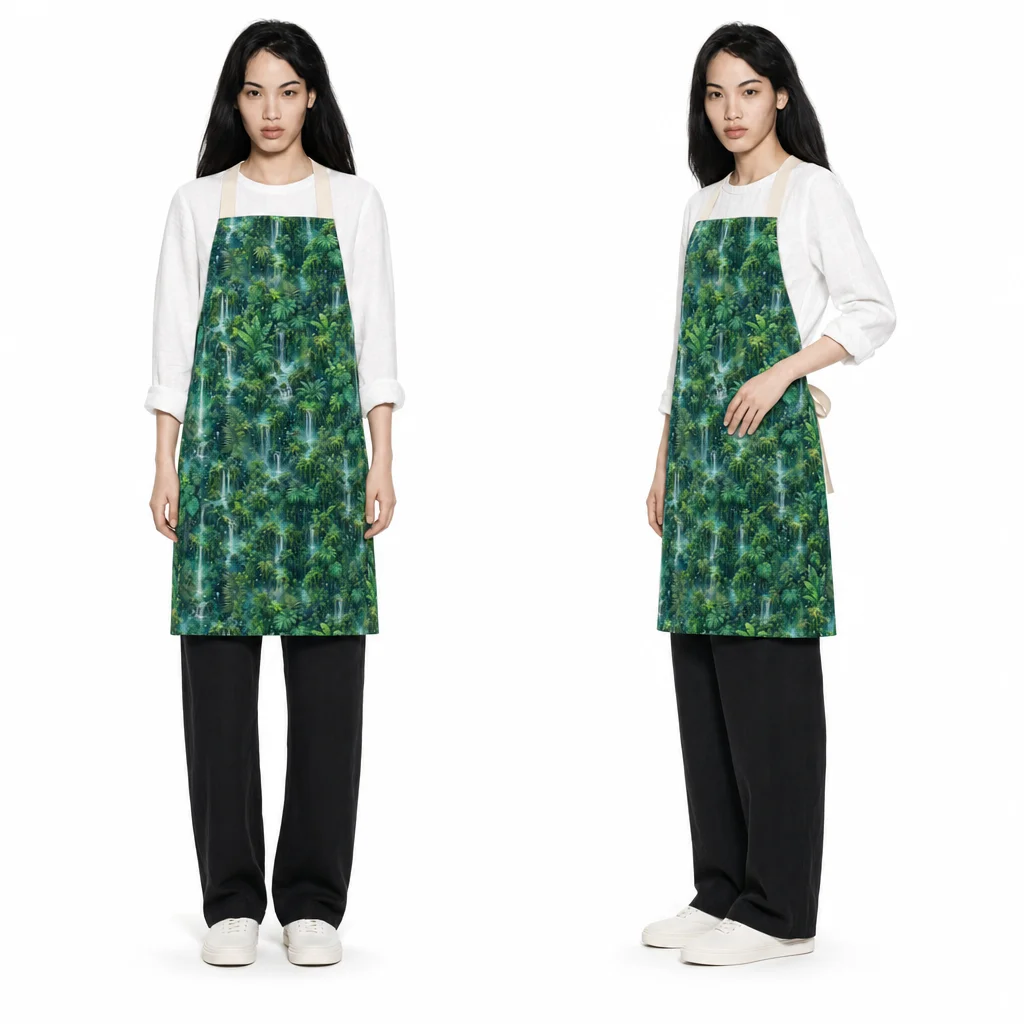 Rainforest Mist Waterfall All-Over Print Apron - worn by model