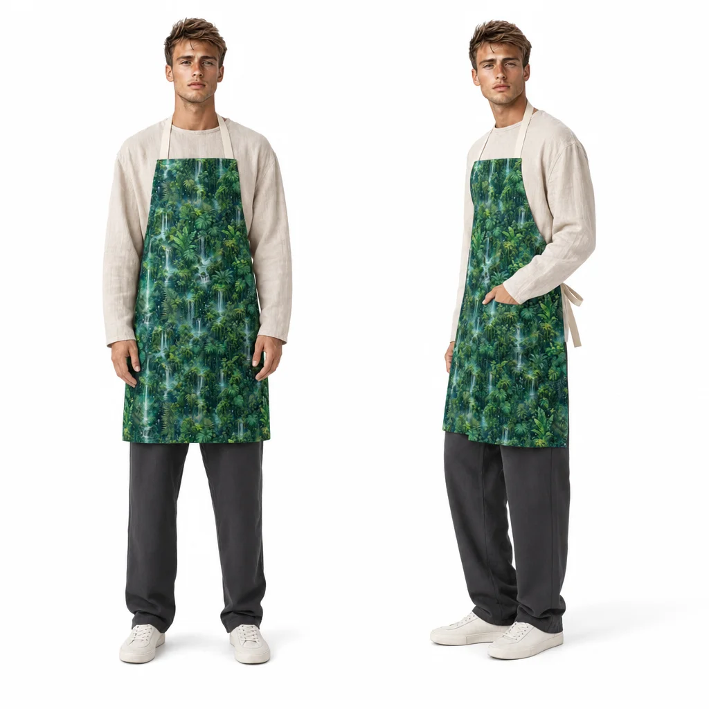 Rainforest Mist Waterfall All-Over Print Apron - worn by model